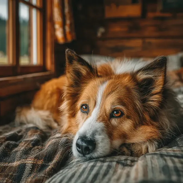 Dog resting comfortably at ASAN dog hotel near the High Tatras